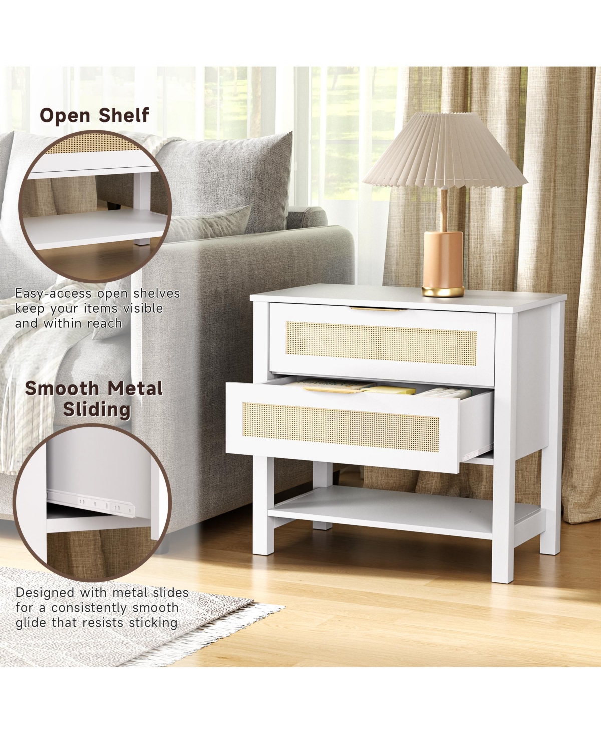 Rainsken Rattan Nightstand