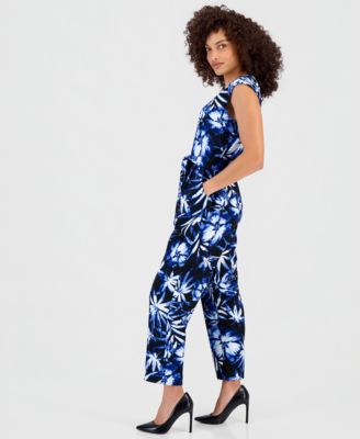 Petite Printed Tie-Waist Jumpsuit