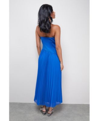 Women's Bandeau Bodice Pleated Midi Dress