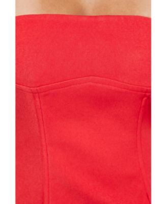 Women's Bandeau Bodice Pleated Midi Dress