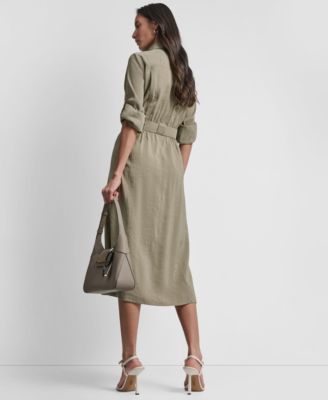 Women's Long-Sleeve Collared Roll Tab Fuji Cargo Dress