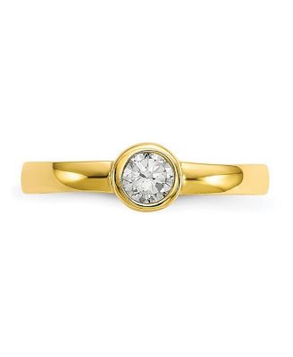 Solid 10k Yellow Gold Bezel-set Round Cubic Zirconia Adjustable Toe Ring