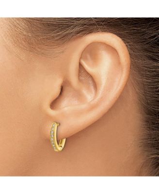 18k Yellow or White Gold 0.16cttw Diamond Wishbone Hoop Earrings