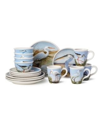Coastal Birds 16-Pc. Dinnerware Set, Service for 4