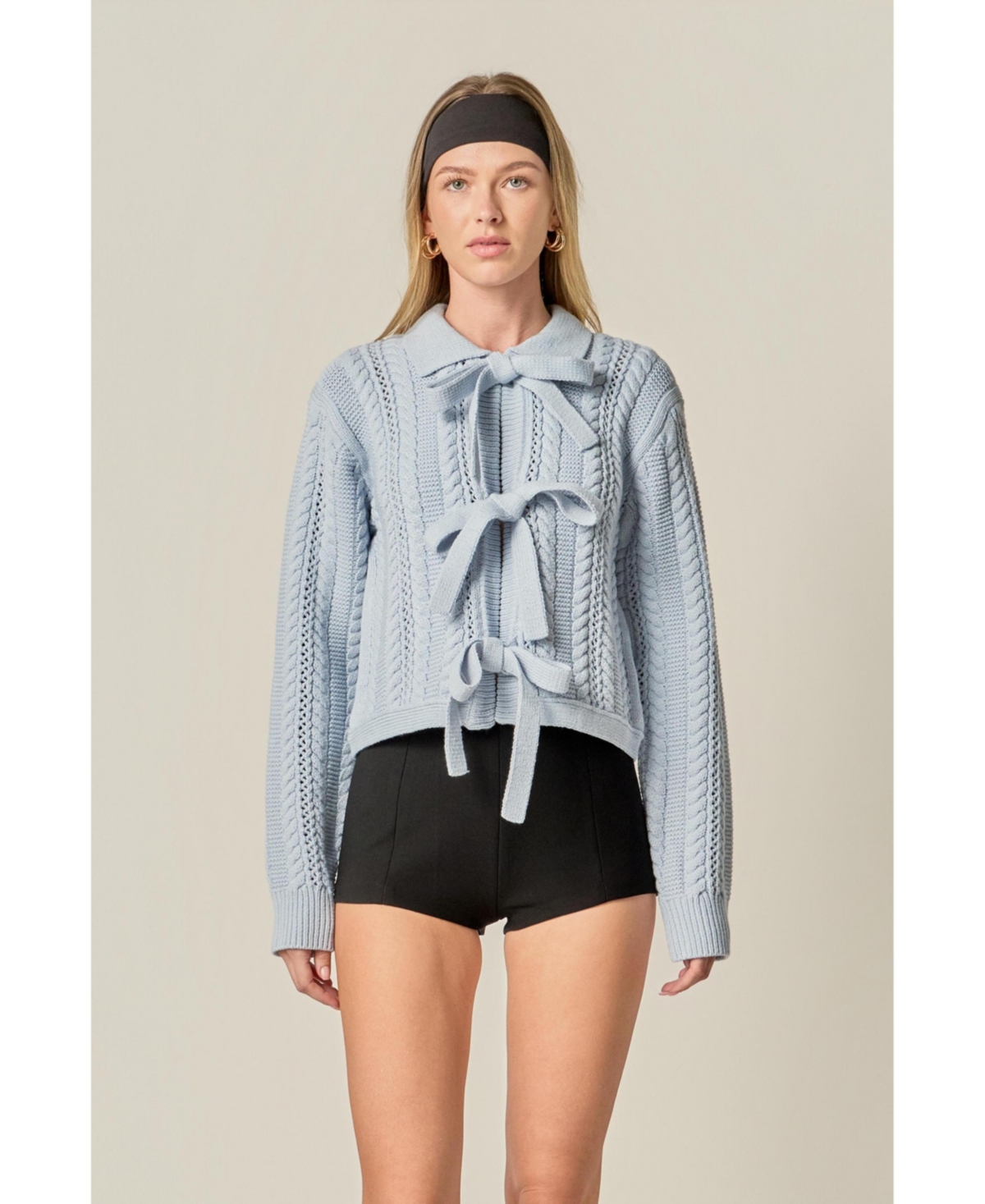 English Factory Women's Cable Bow Cardigan