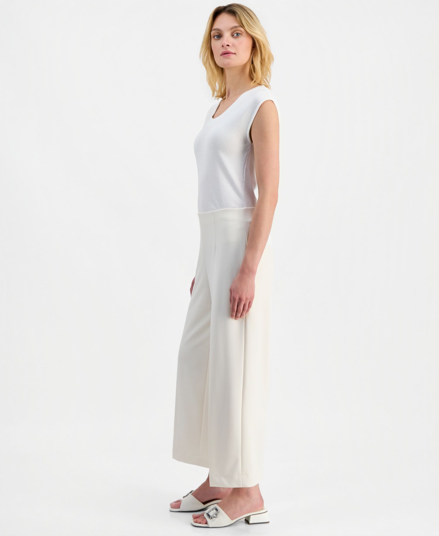 Petite High-Rise Wide-Leg Crop Pants