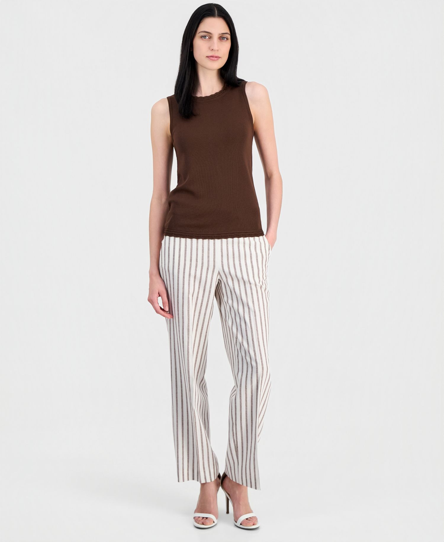 Women's Scallop-Trim Sleeveless Top