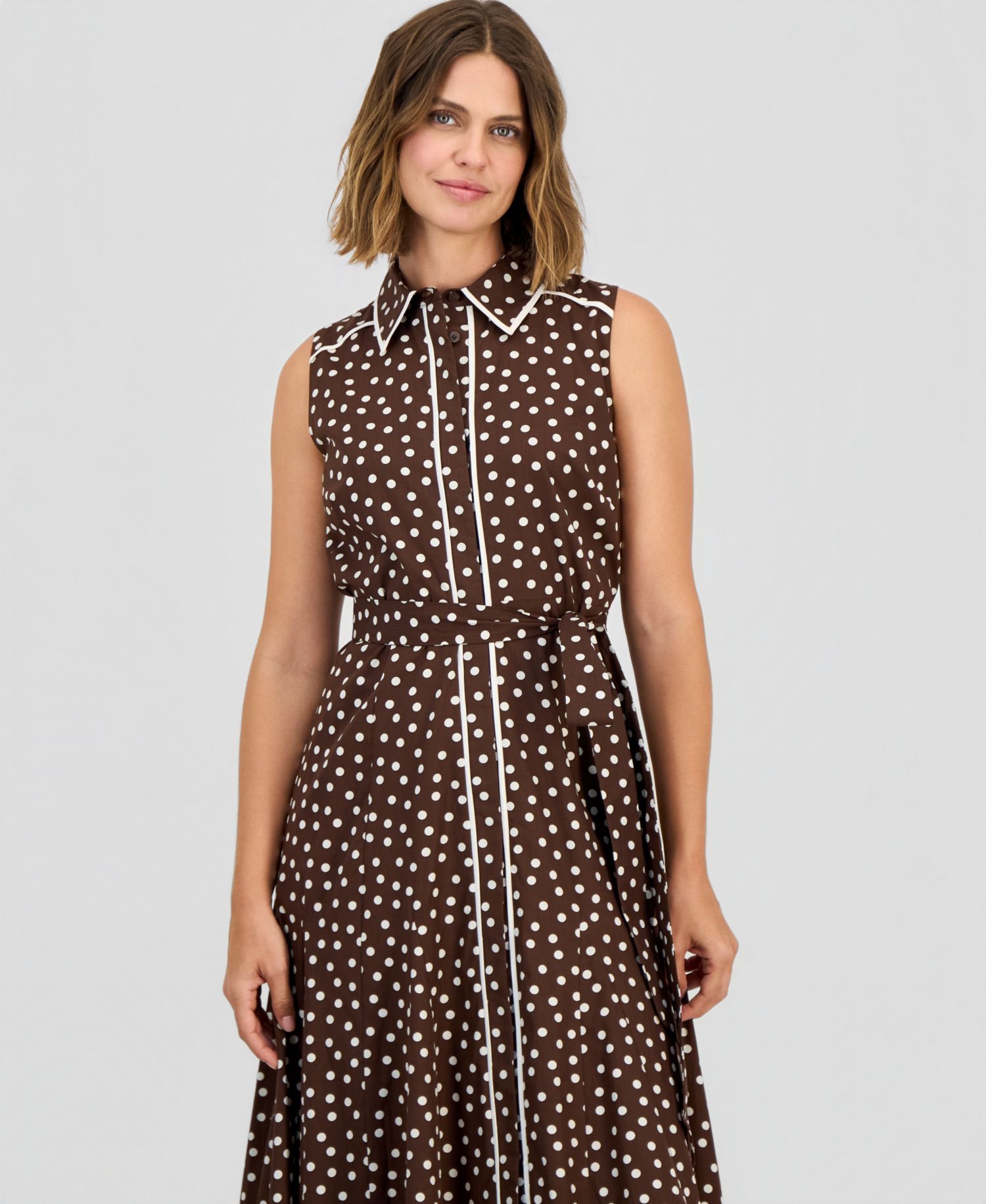 Petite Sleeveless Godet Shirt-Dress