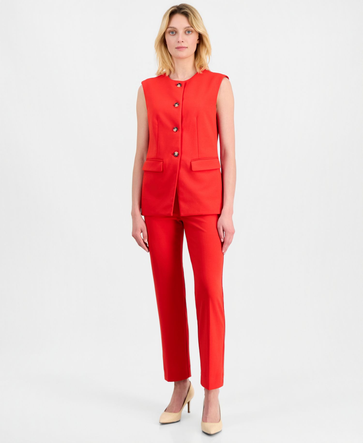 Women's Crewneck Button-Front Vest