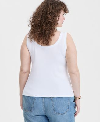 Trendy Plus Size Double Scoop-Neck Tank