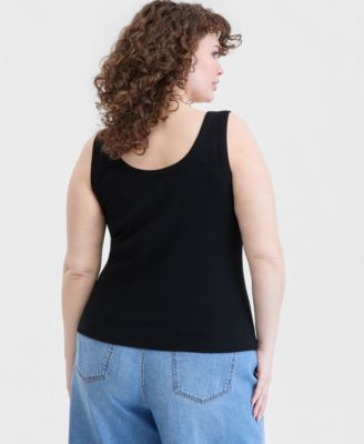 Trendy Plus Size Double Scoop-Neck Tank