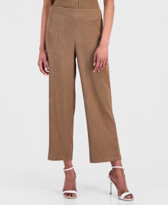 Women's Crinkle-Knit Pull-On Wide-Leg Pants