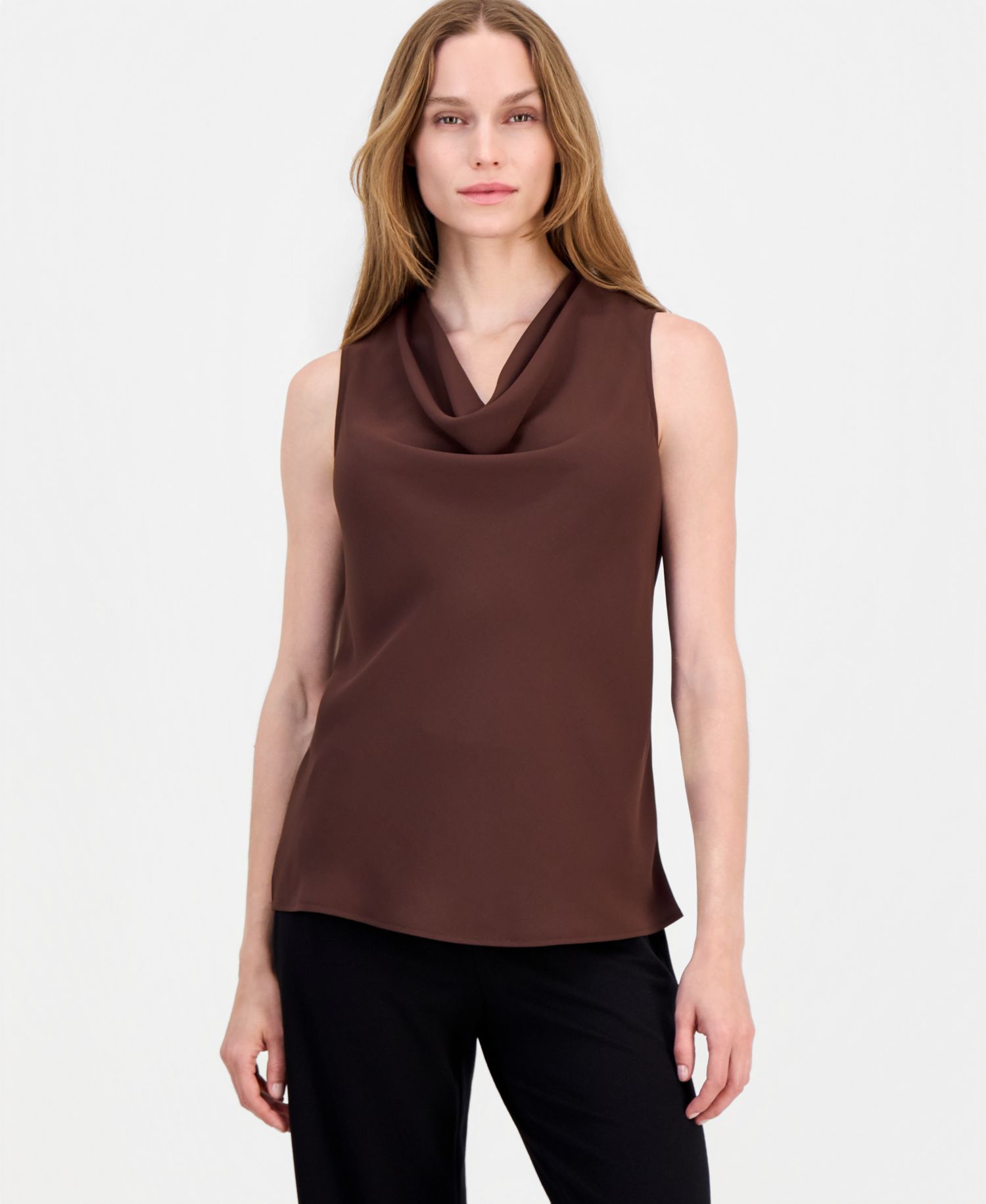 Petite Cowl Neck Sleeveless Blouse