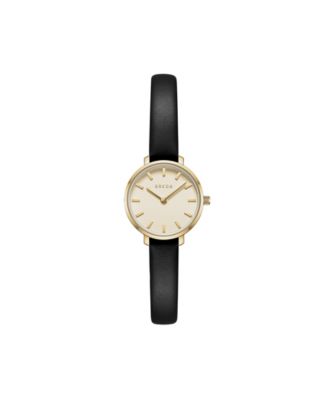Beverly 1730m Gold and Black Leather Band Watch, 25mm