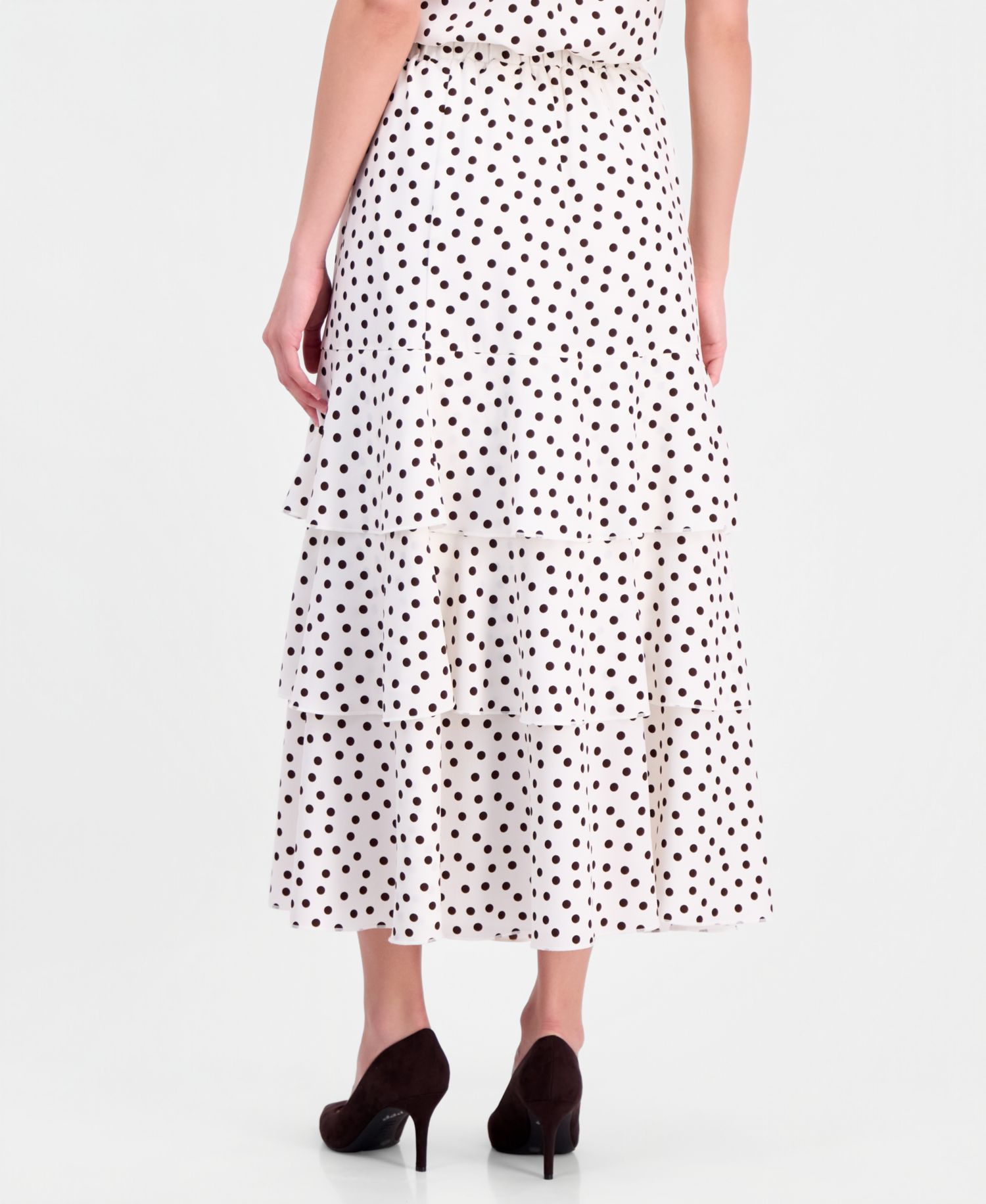 Women's Polka-Dot Pull-On Tiered Skirt