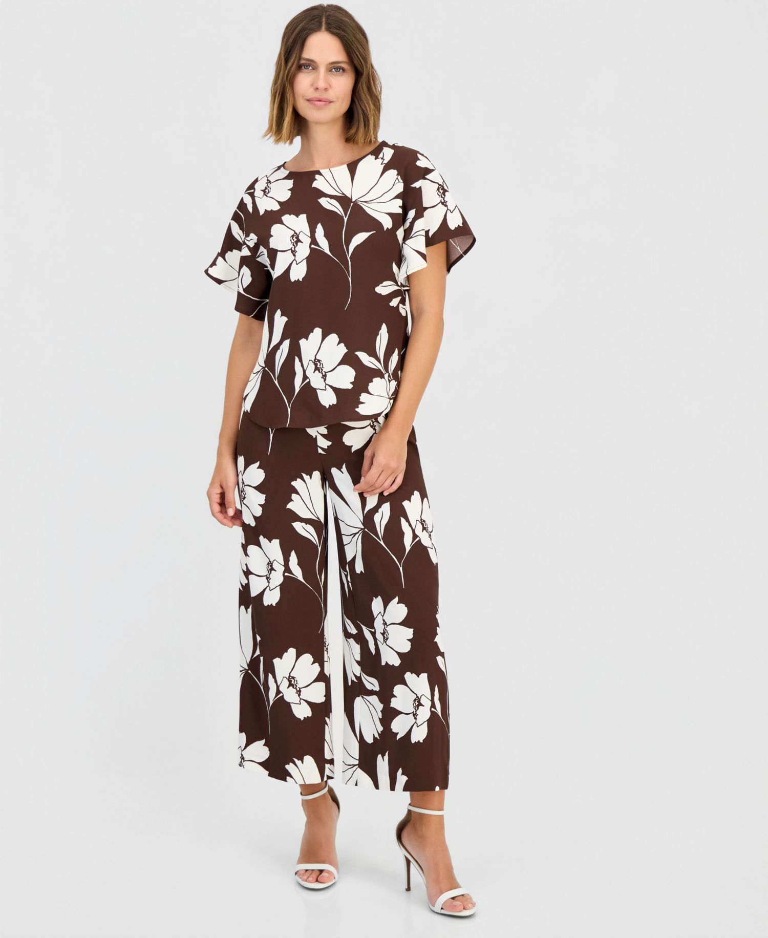 Women's Flutter-Sleeve Boat-Neck Top, Regular & Petite