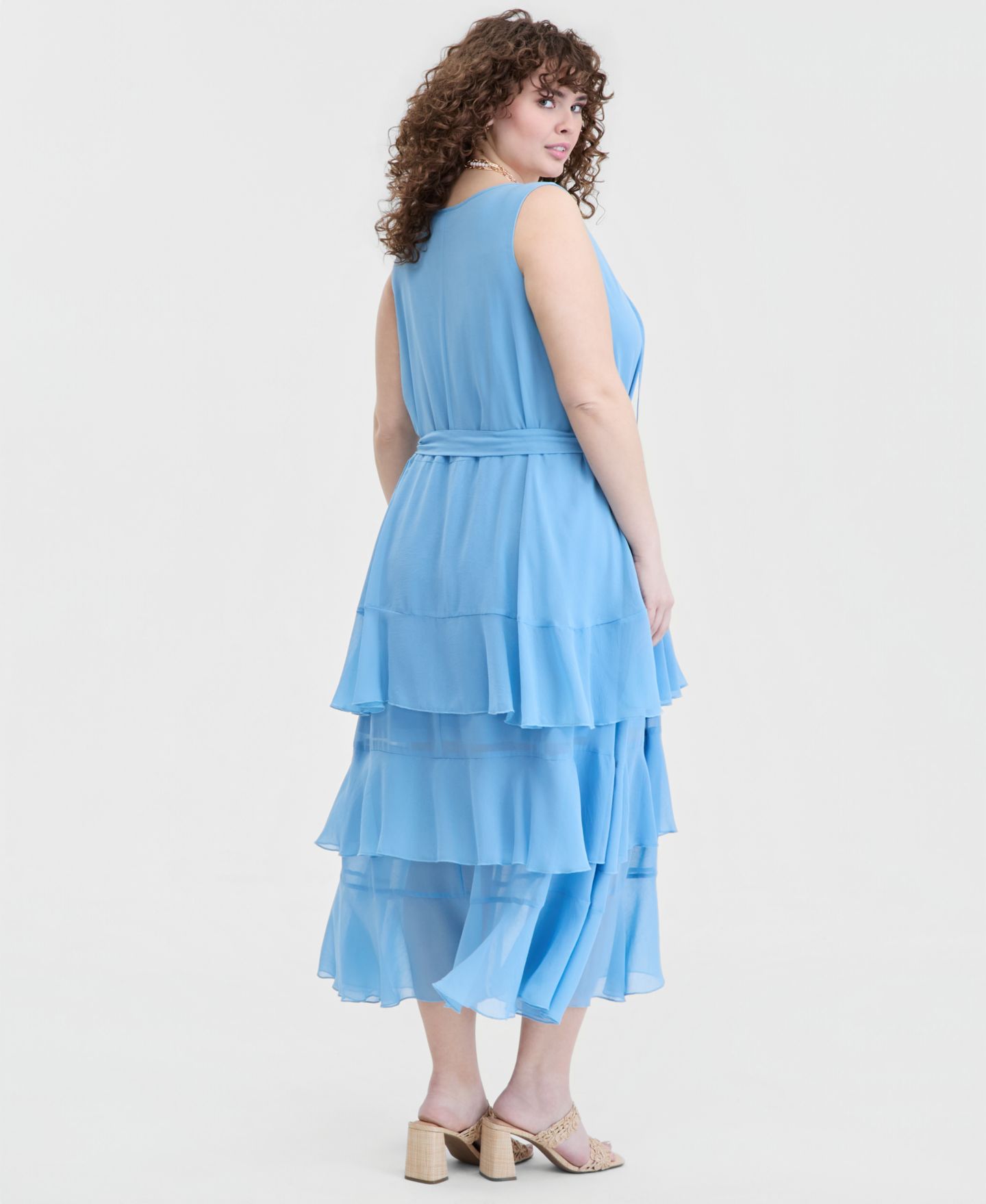 Женское платье On 34th Trendy Plus Size Tiered Tie-Belt Maxi, цвет: Синий — фото 2