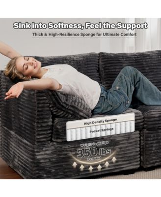 6-Piece Living Room Furniture Sectional Sofa,  L-Shaped Deep Seat Cloud Couch with Chaise Ottoman, Comfy Corduroy Modular Sofa Bed for Home