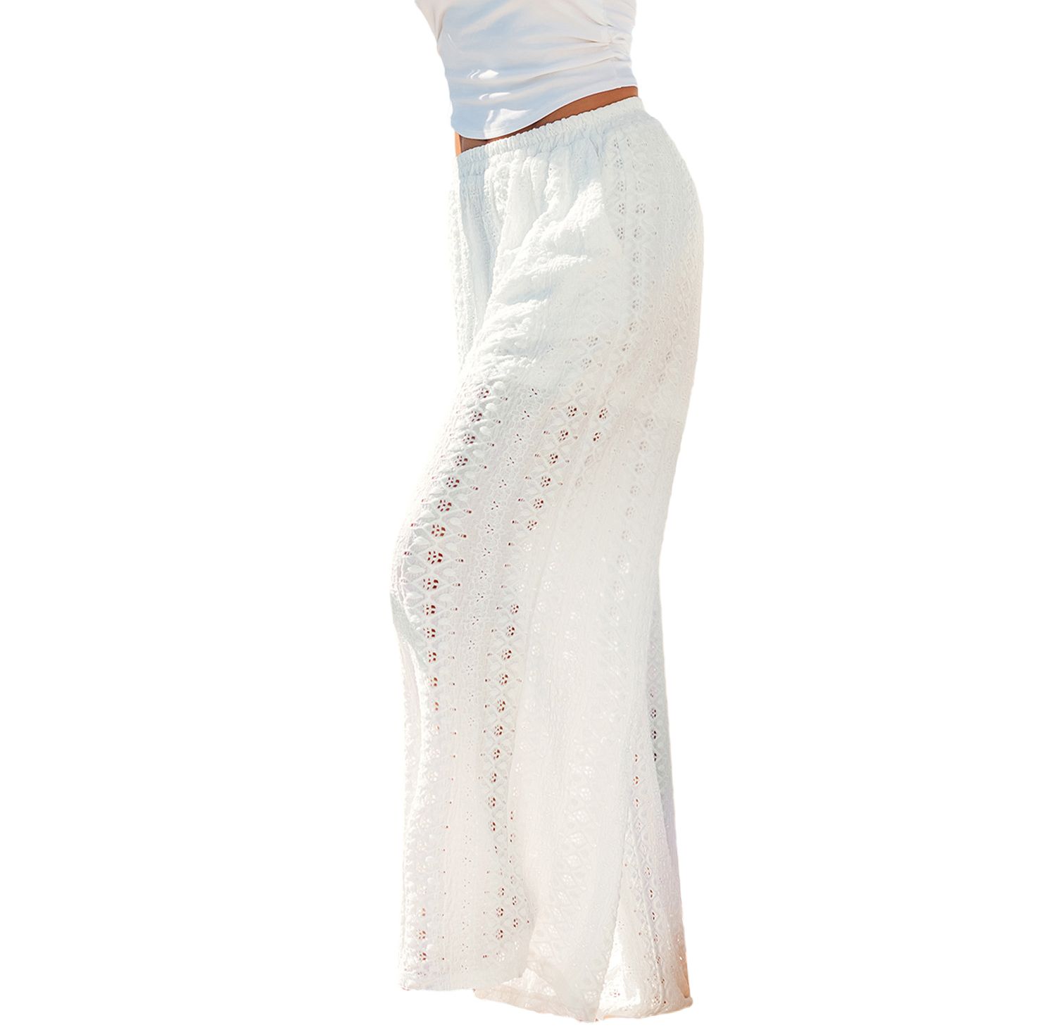 Women's Pull-On Wide Leg Long Pants with Comfortable Fit