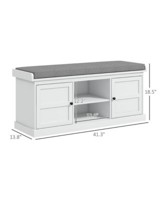 Shoe Bench, Storage Bench with Padded Seat, 2 Cabinets and Adjustable Shelf for Entryway, Hallway and Living Room