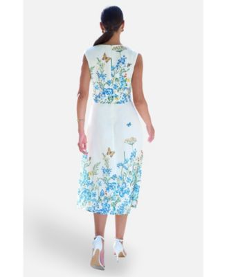 Women's Butterfly Print Midi Wrap Dress
