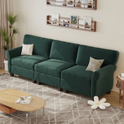 94" 3-Seater Corduroy Sofa Couch with Deep Seats & Removable Cushions