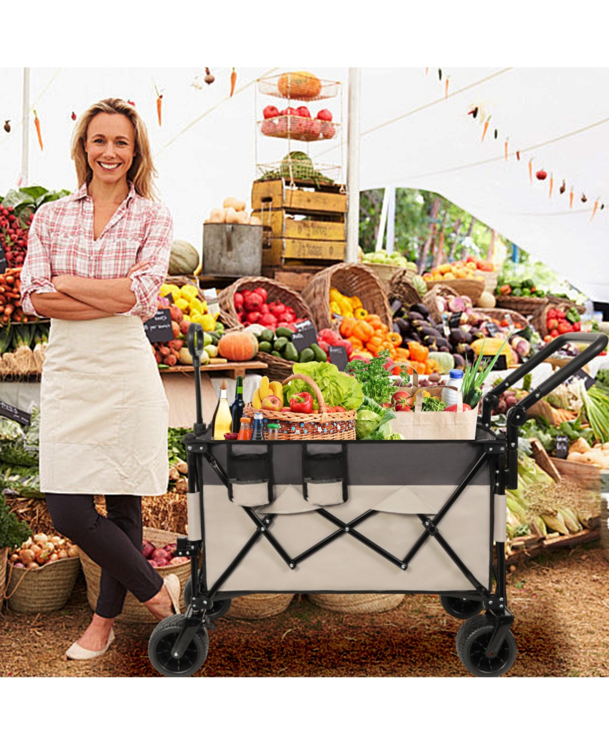 Rainsken Multi-Functional Push-Pull Folding Wagon Cart