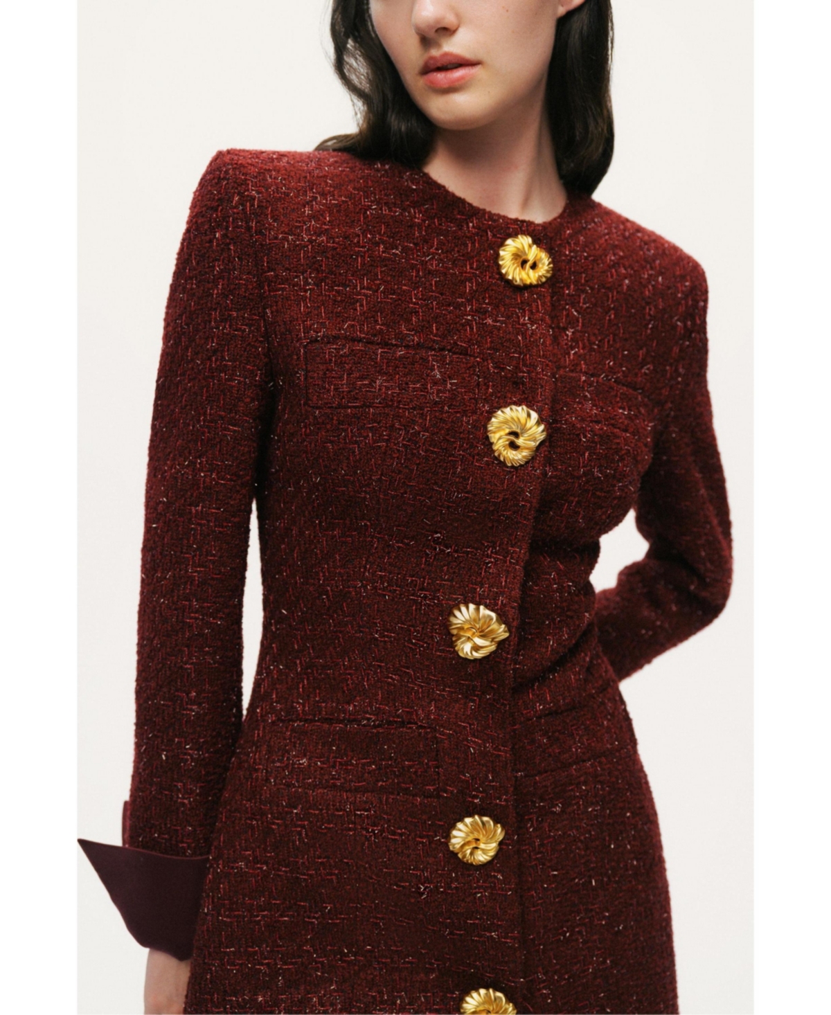 Nocturne Women's Gold-Button Boucle Mini Dress