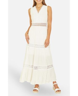 Women's Lace Trim Cotton Maxi Sun Dress