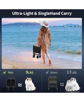 Mini Foldable Utility Wagon, All-Terrain Wheels, Adjustable Handle, 240 Lbs Capacity, Portable for Shopping, Camping & Garden, 120L