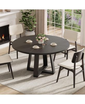 Round Dining Table for 4-6 People, 47 Inches Dining Room Table with Pedestal Base (Table Only)