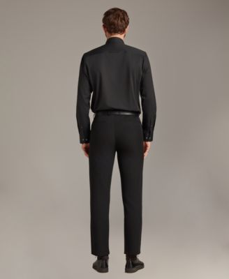 Men's Slim Fit Pleated Dress Shirt