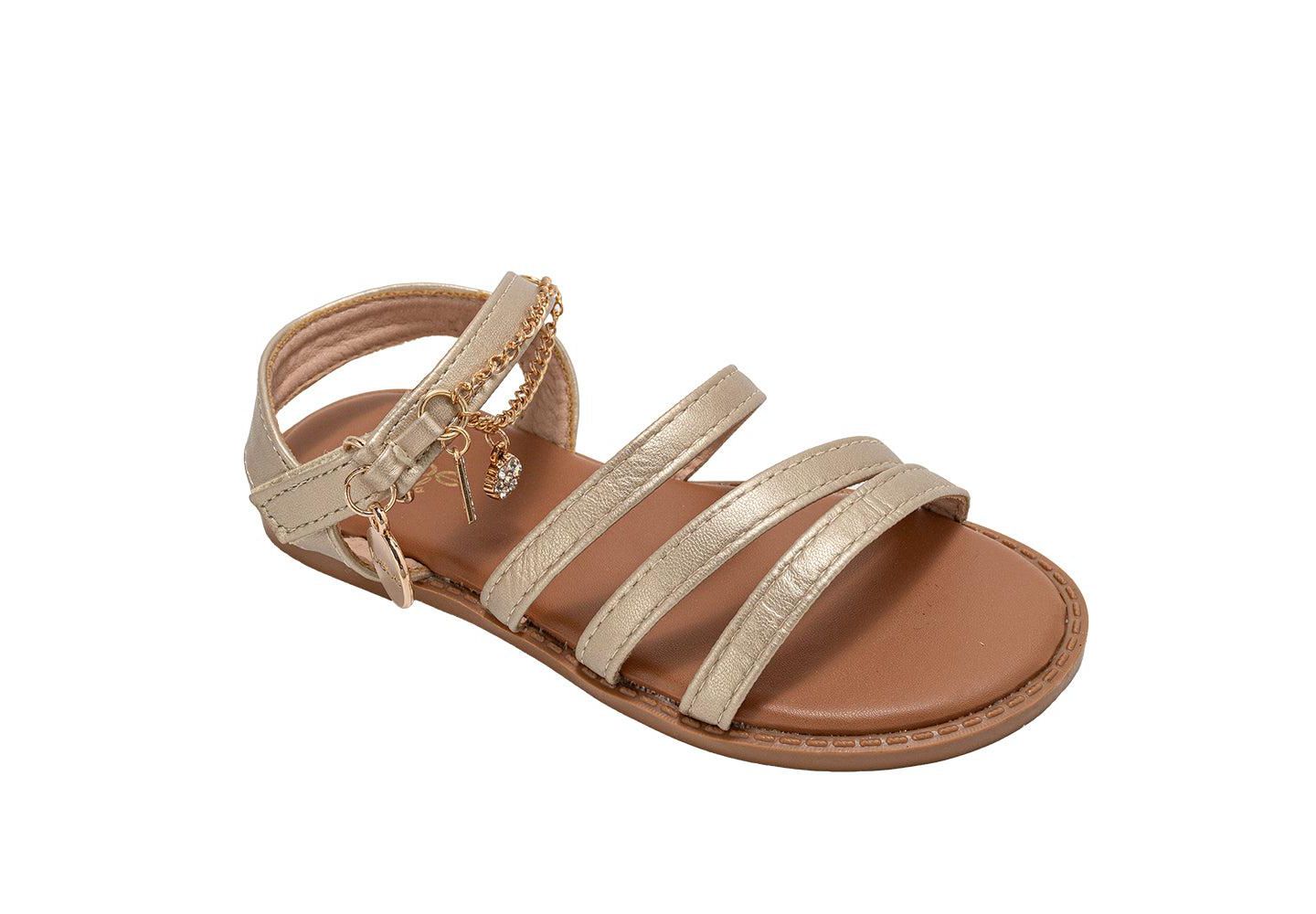 Сандалии Bebe Fashion Sandals - Dressy Shoes with Decorative Chain and Charms для девочек, цвет: Золотой — фото 1