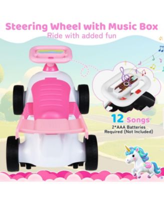 Toddler Ride On Car with Music and Storage Compartment