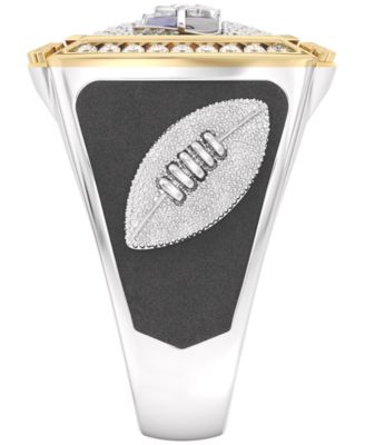 Men's Diamond Ring (3/8 ct. t.w.) in Sterling Silver with Gold Over Silver and Enamel