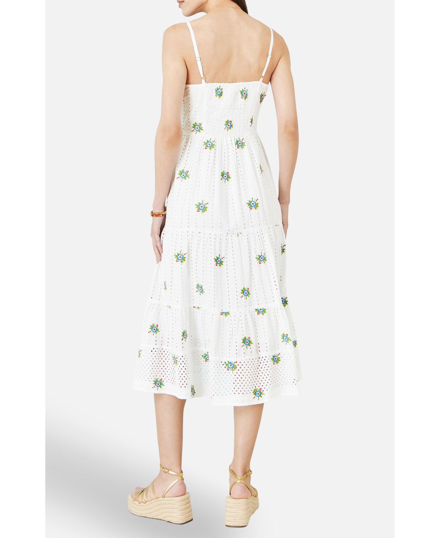 Women's Embroidered Broderie Midi Sun Dress