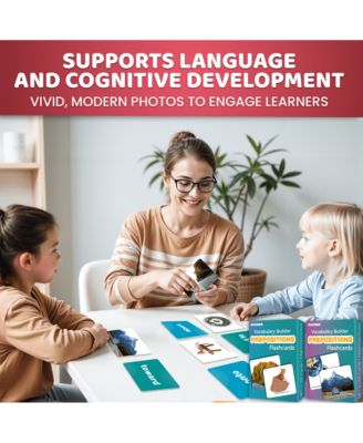 Flash Cards Set of 2 for Kids – Vocabulary Builder with Words, Sentences & Action Verbs