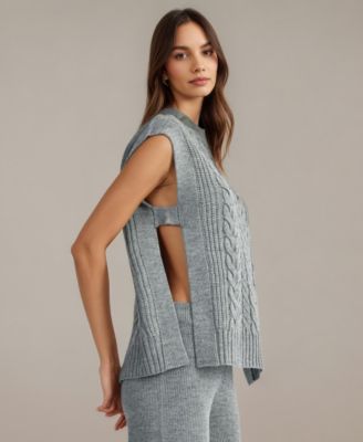 Women's Cable-Knit Sweater Vest and Wide-Leg Pants Set