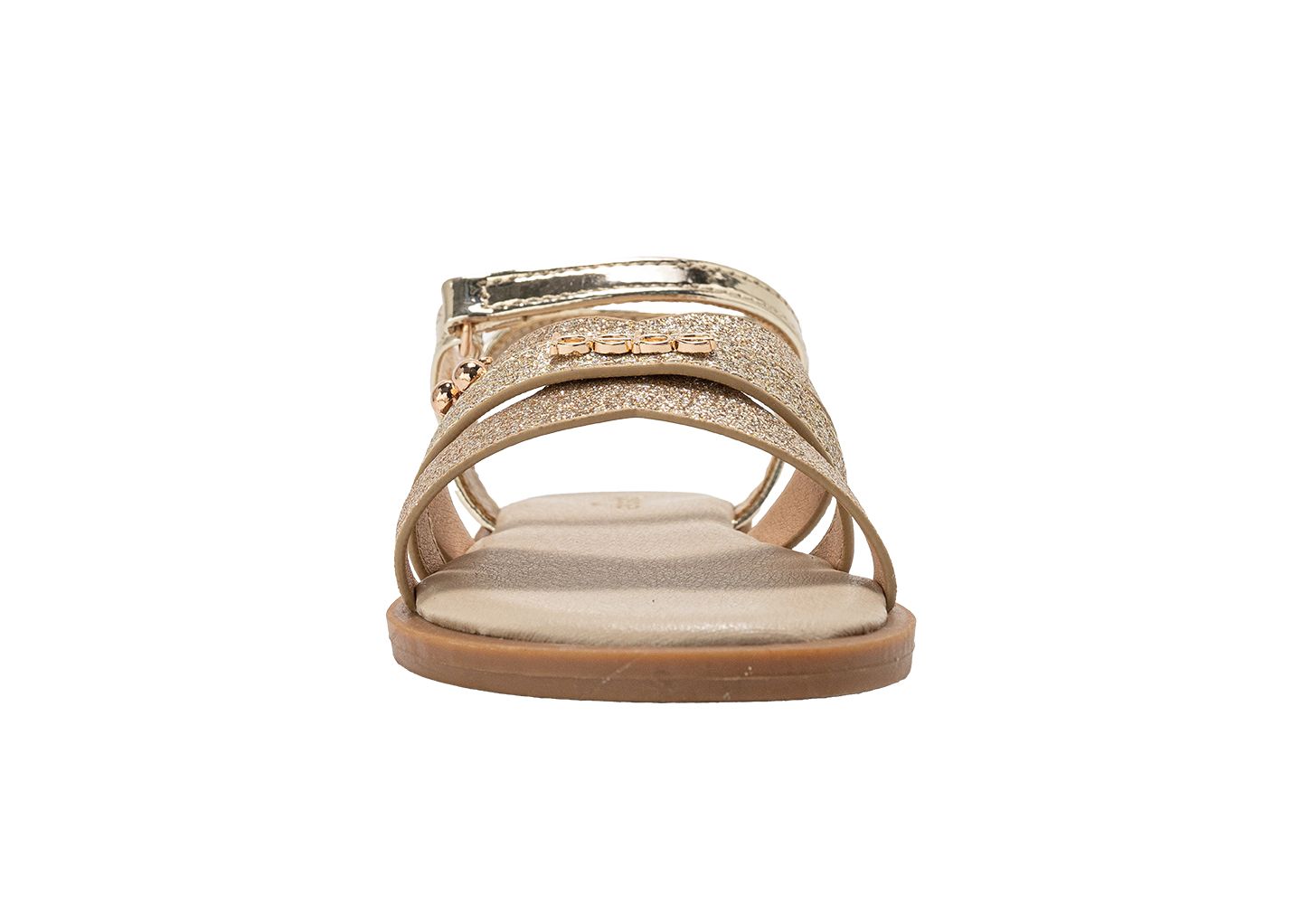 Сандалии Bebe Fashion Sandals - Stylish Dressy Shoes with Cherry Charm and Signature Logo Hardware для девочек, цвет: Светлый золотой — фото 6