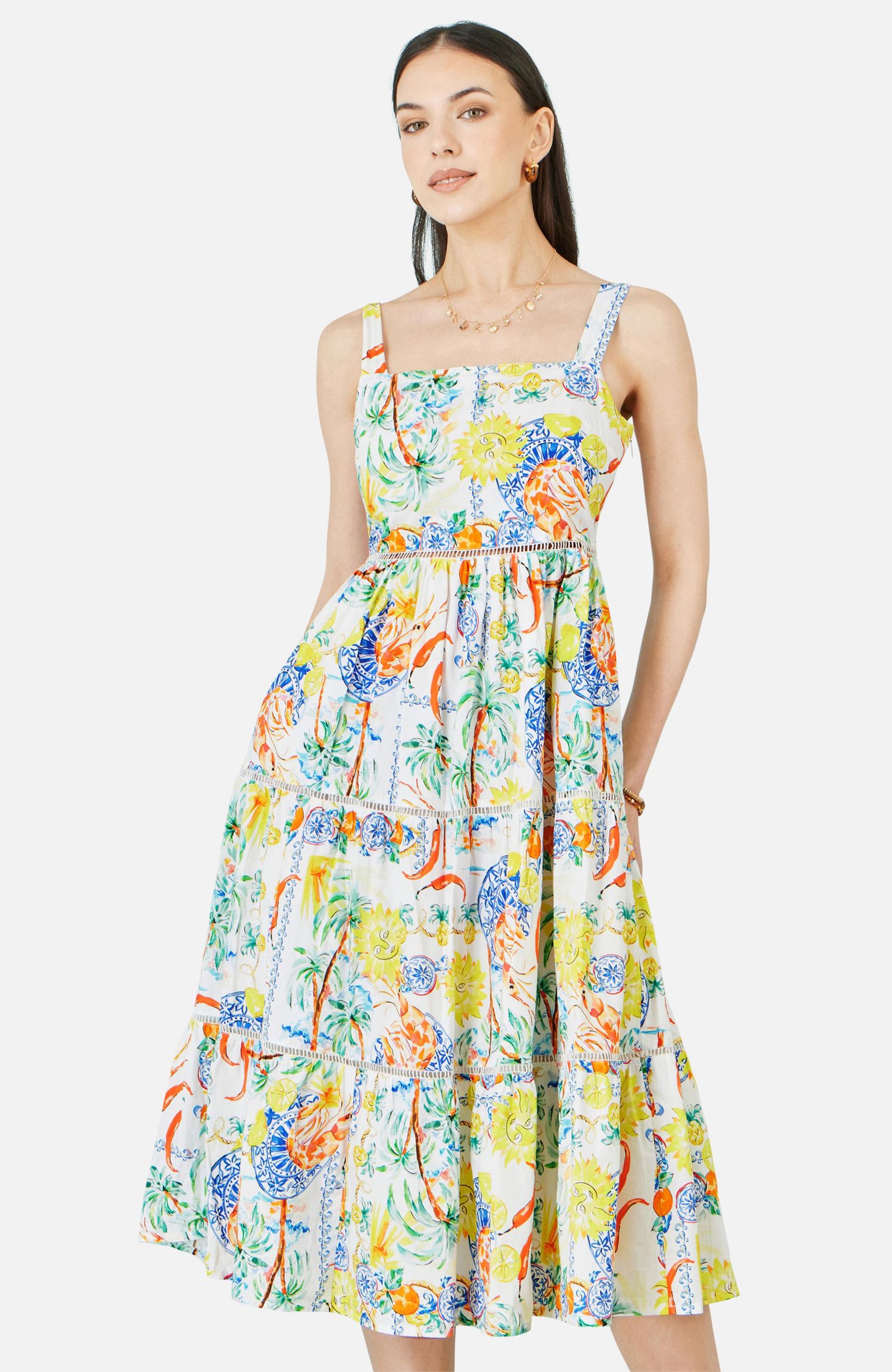 Women's Print Cotton Midi Sun Dress