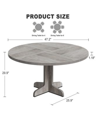 47 Inch Round Dining Table for 4-6 People,with Wooden Tabletop and Legs(Only Table)