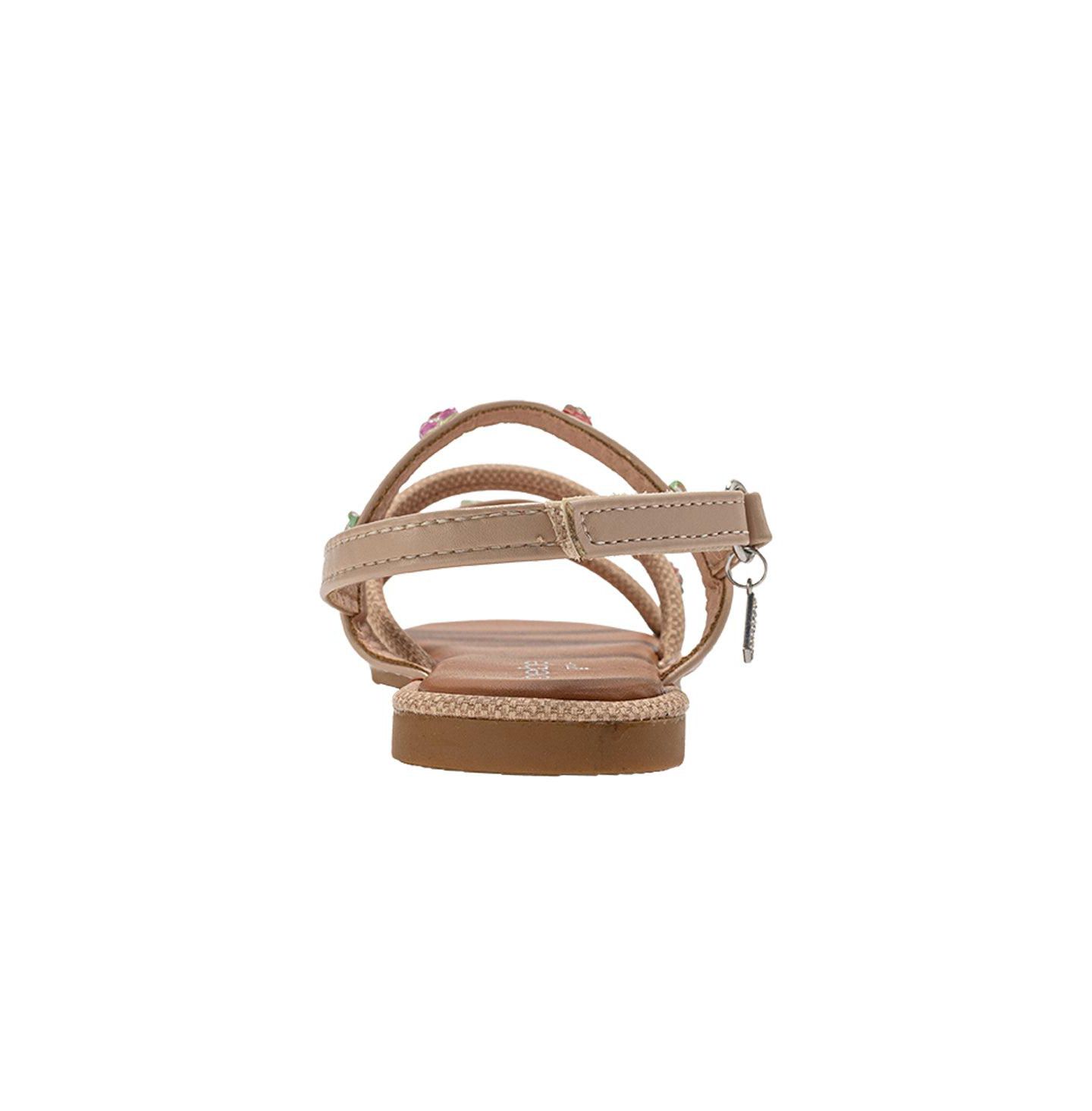 Сандалии Bebe Fashion Sandals - Dressy Shoes with Tiny Fruit Charms and Raffia Embossed Accents для девочек, цвет: Рыжевато-коричневый — фото 3