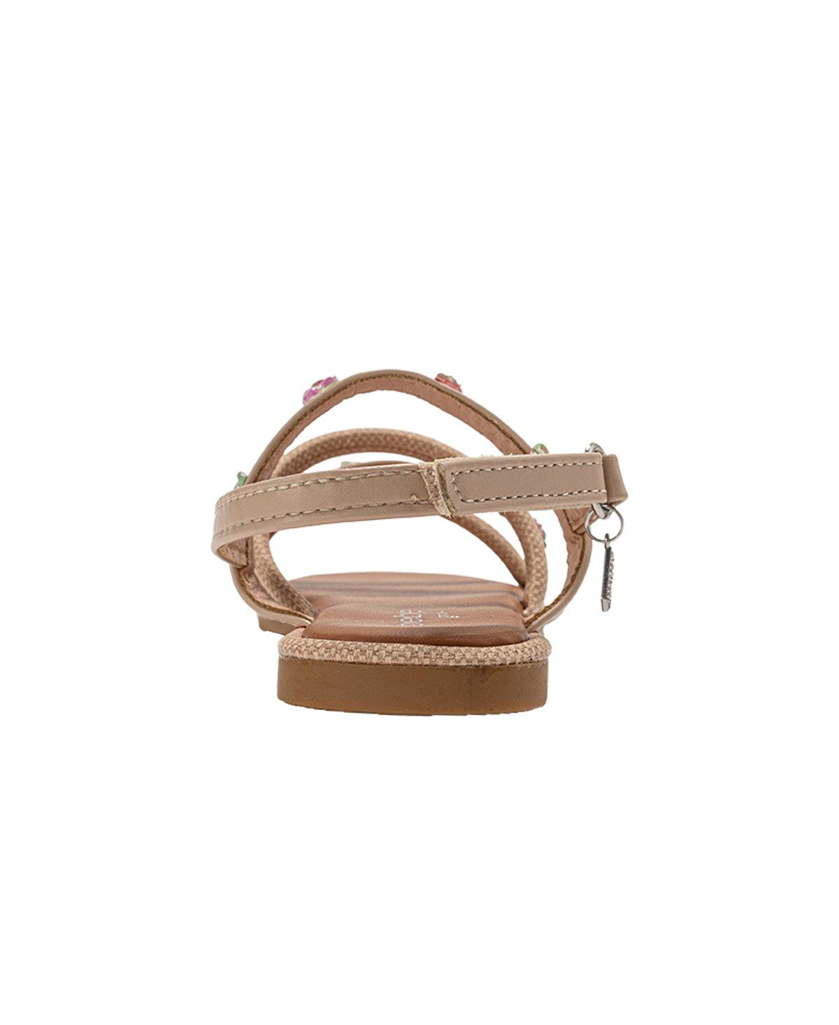 Bebe Girls Girl's Fashion Sandals – Dressy Shoes with Tiny Fruit Charms and Raffia Embossed Accents