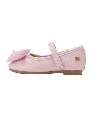 Big Girls Ballet Flat with Puffy Bow and Cherry Charm