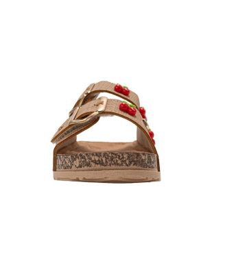 Big Girls Sandals - Comfortable, Easy Slide-On with Cherry Charm Detail