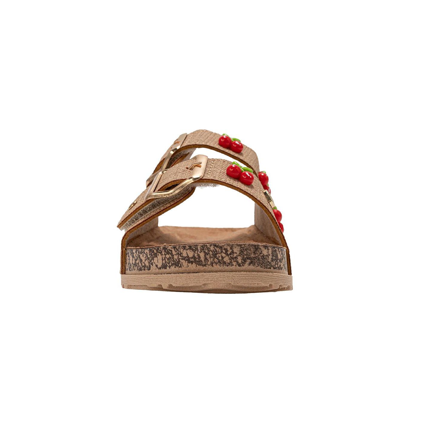 Сандалии Bebe Sandals - Comfortable, Easy Slide-On with Cherry Charm Detail для девочек, цвет: Рыжевато-коричневый — фото 5