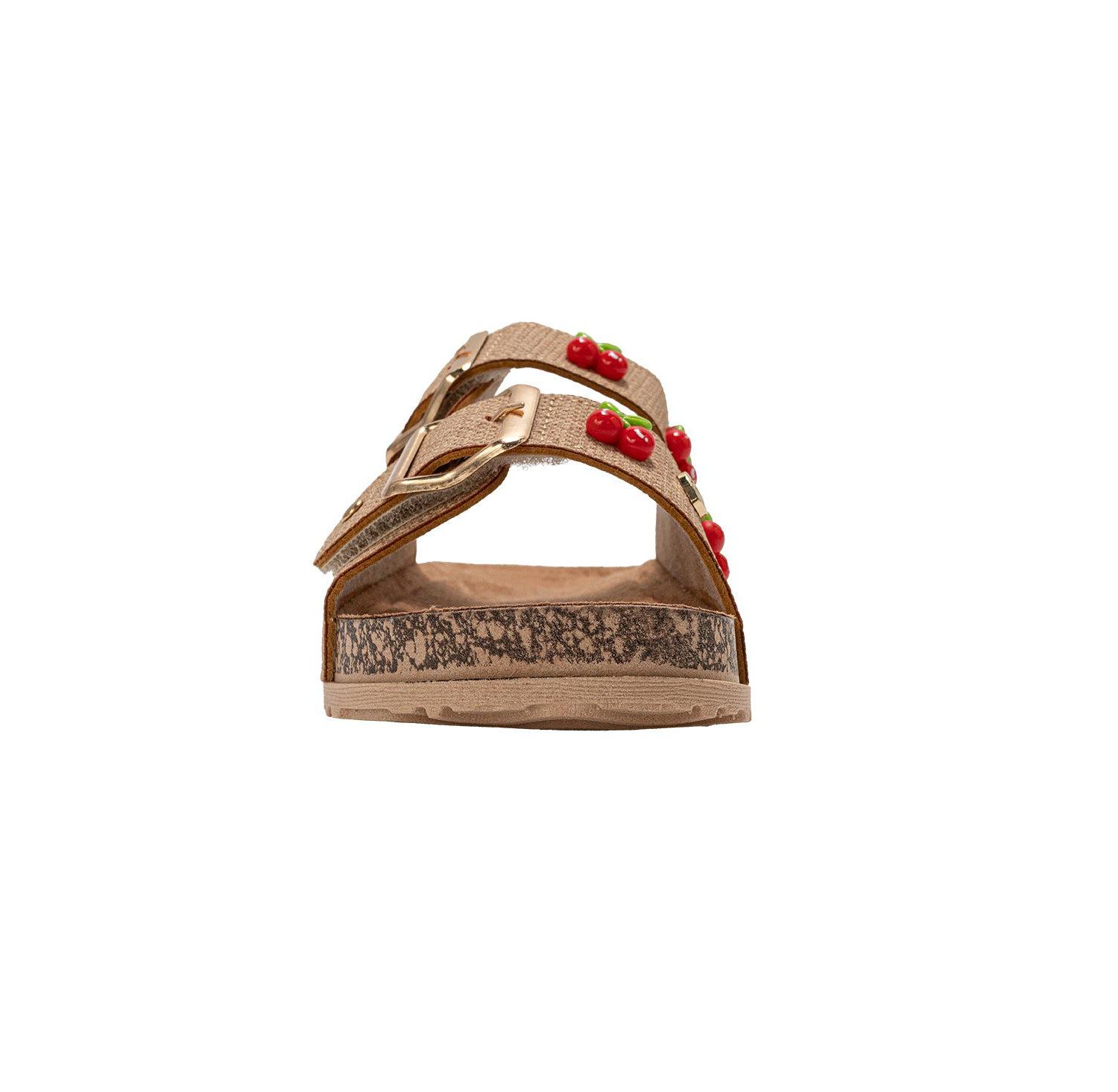 Girls Sandals - Comfortable, Easy Slide-On with Cherry Charm Detail