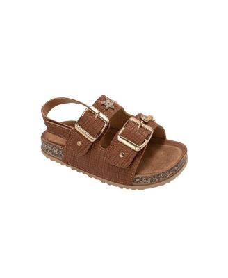 Girls Footbed Sandals - Comfortable Design with Double Buckle and Charms