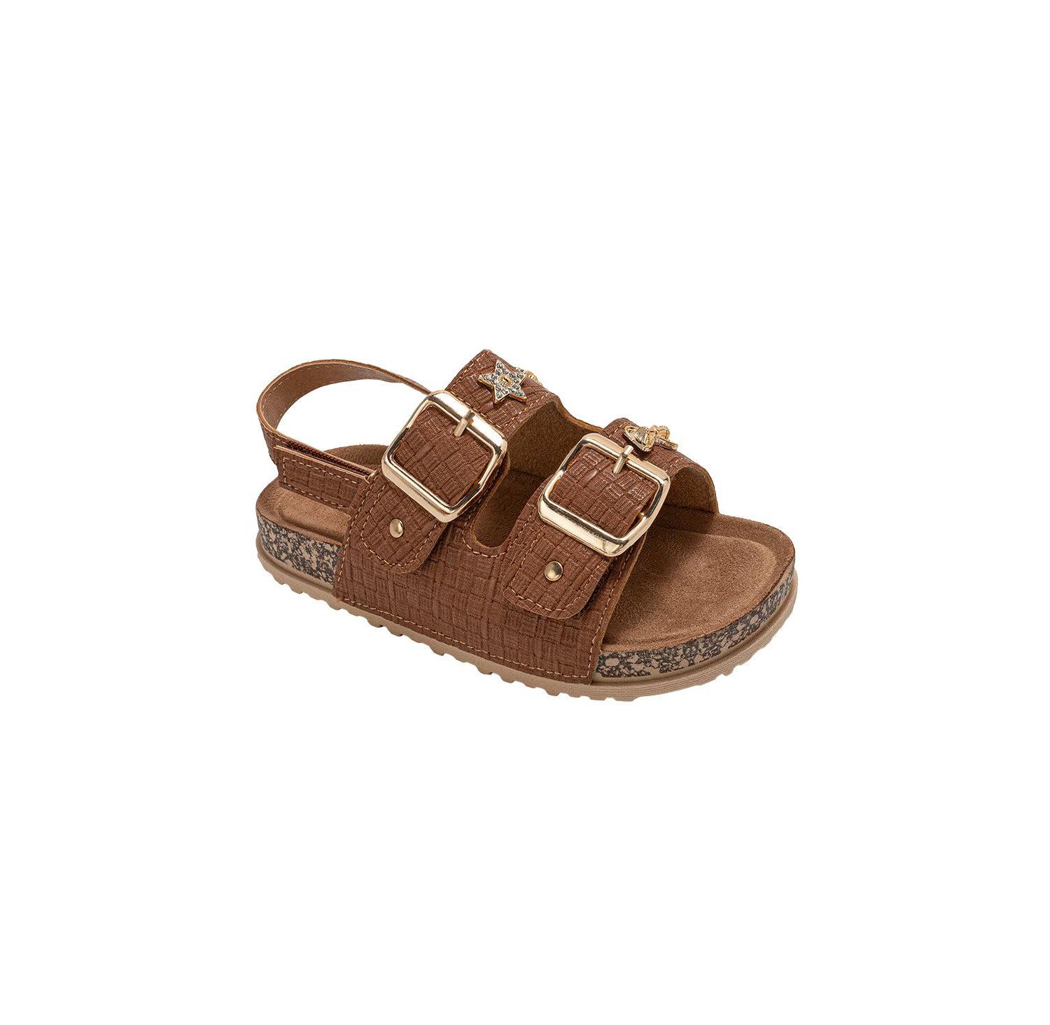 Girls Footbed Sandals - Comfortable Design with Double Buckle and Charms