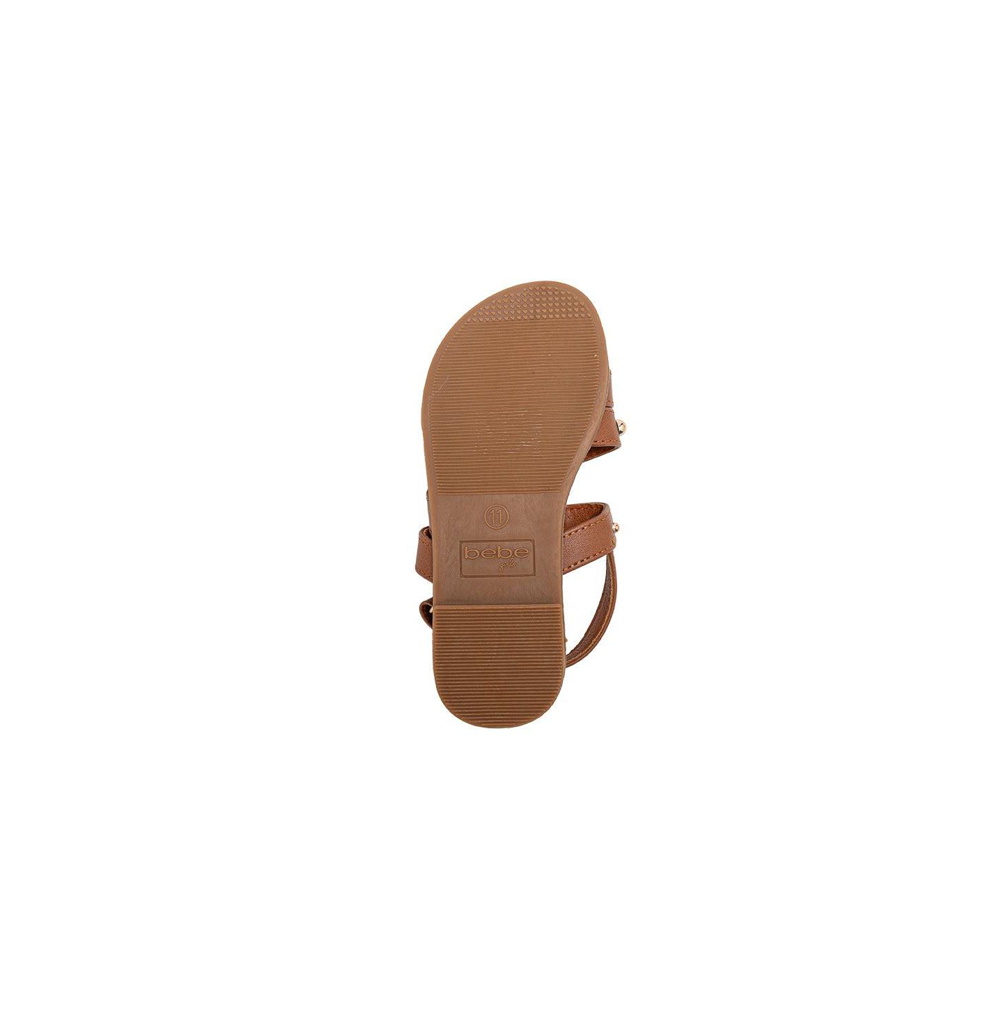 Сандалии Bebe Fashion Sandals with Dome Stud Logo hw для девочек, цвет: Коньячный — фото 7